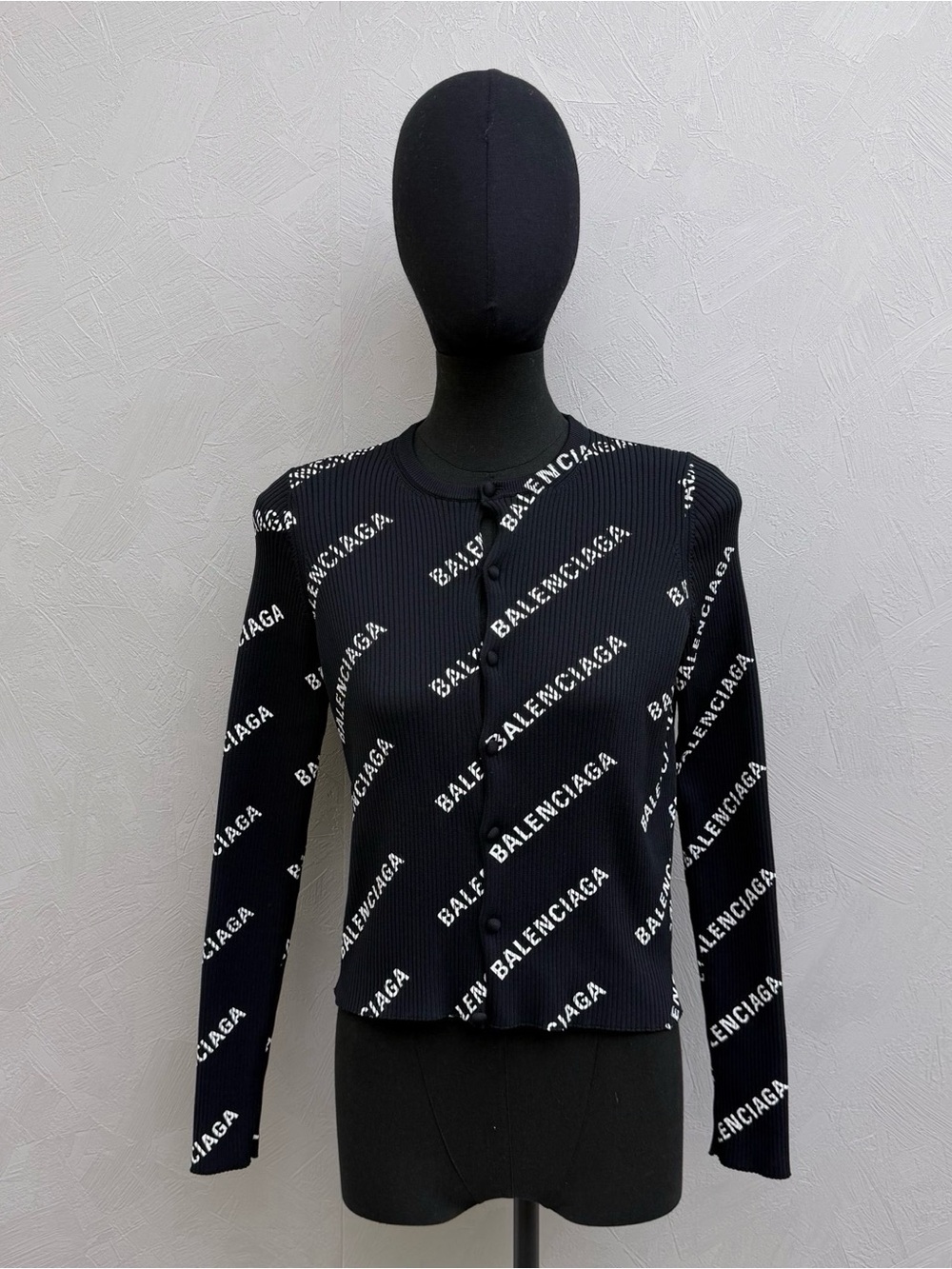 Balenciaga Black White Logo Knit Cardigan